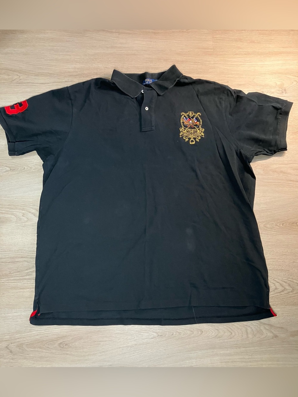 Polo Ralph Lauren Challenge Cup Polo Shirt Black Triple Pony 3 Horse Crest 3XL
